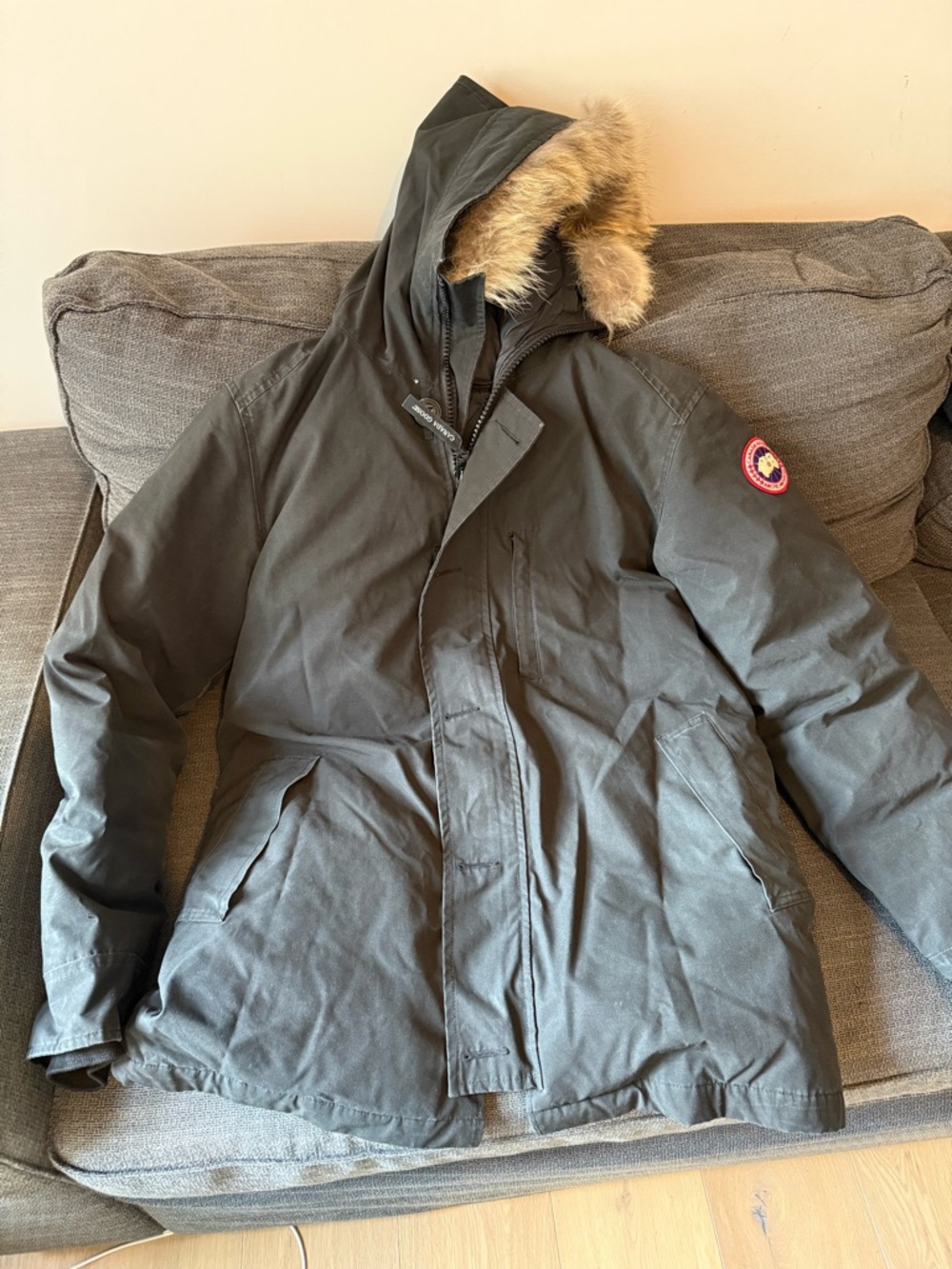 Canada Goose Men's Parka in Black XL with Fur Trim